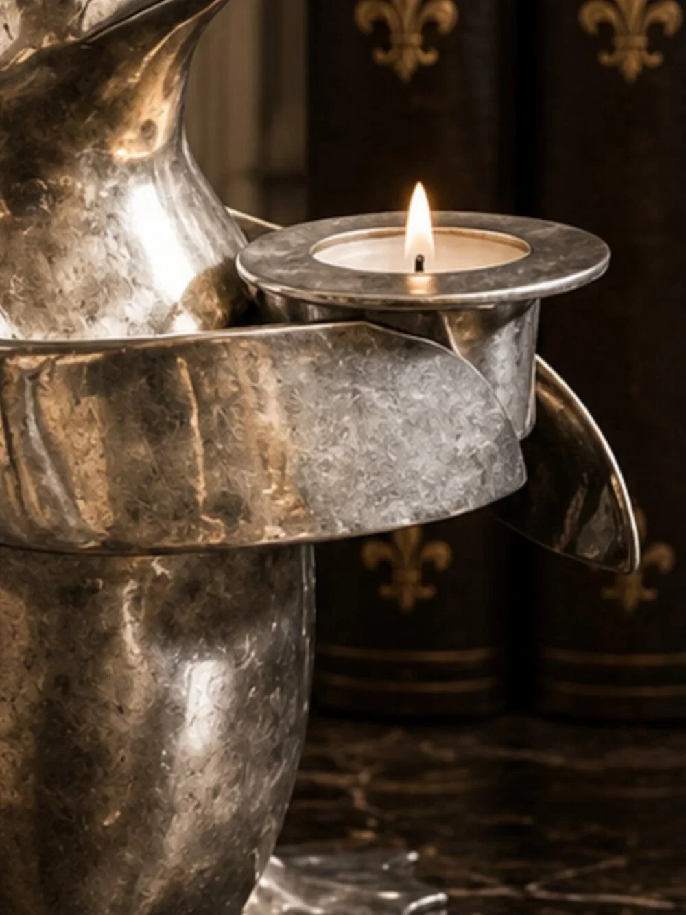 Vintage Restoration Hardware Silver Plate Penguin Candle Holder